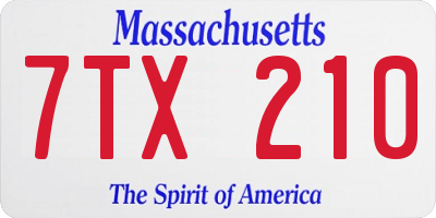 MA license plate 7TX210