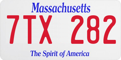 MA license plate 7TX282