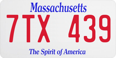 MA license plate 7TX439