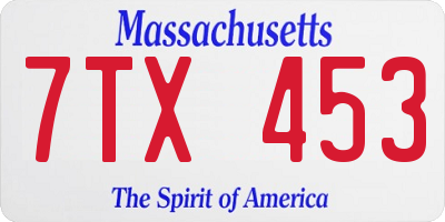 MA license plate 7TX453