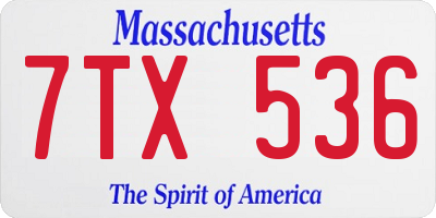 MA license plate 7TX536