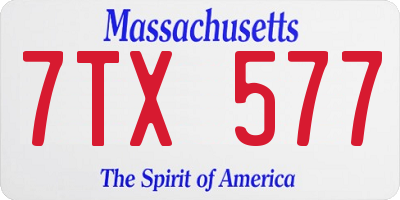 MA license plate 7TX577
