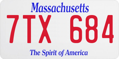 MA license plate 7TX684