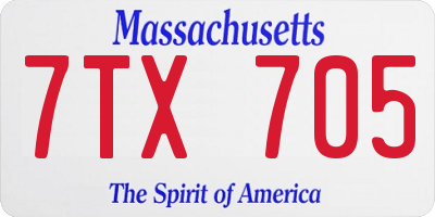 MA license plate 7TX705