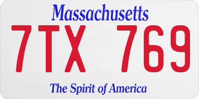 MA license plate 7TX769
