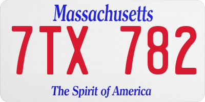 MA license plate 7TX782