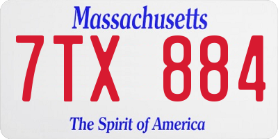 MA license plate 7TX884