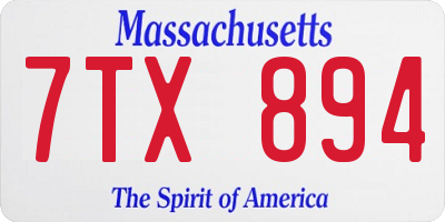 MA license plate 7TX894