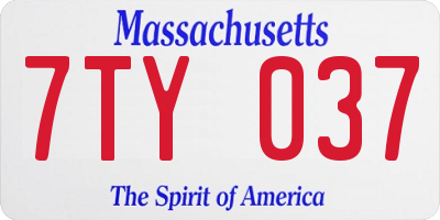 MA license plate 7TY037