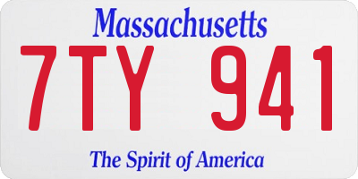 MA license plate 7TY941
