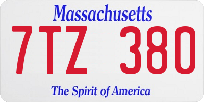 MA license plate 7TZ380
