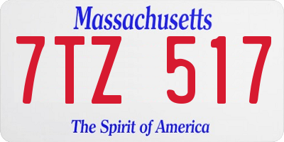 MA license plate 7TZ517
