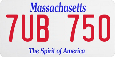 MA license plate 7UB750