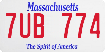 MA license plate 7UB774