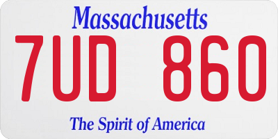 MA license plate 7UD860