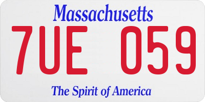 MA license plate 7UE059