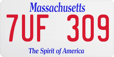 MA license plate 7UF309