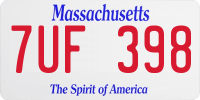 MA license plate 7UF398