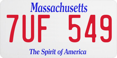 MA license plate 7UF549