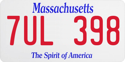 MA license plate 7UL398