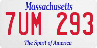 MA license plate 7UM293