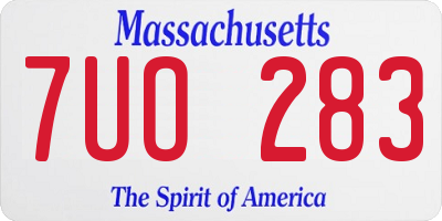 MA license plate 7UO283