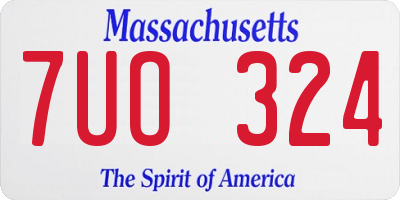 MA license plate 7UO324