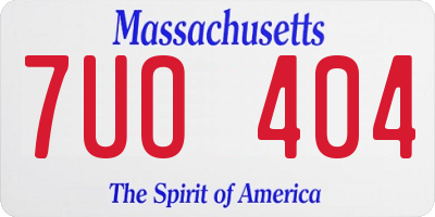 MA license plate 7UO404