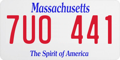MA license plate 7UO441