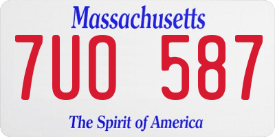 MA license plate 7UO587