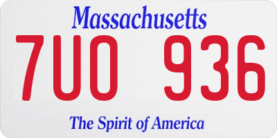MA license plate 7UO936