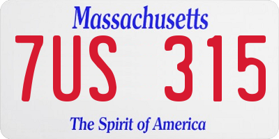 MA license plate 7US315