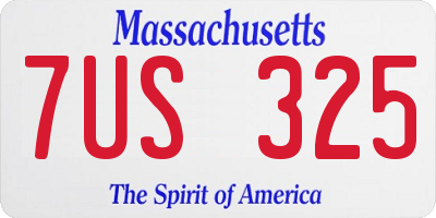 MA license plate 7US325