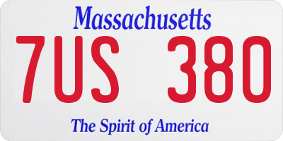 MA license plate 7US380