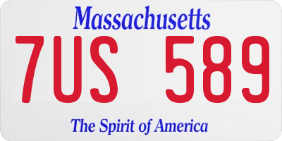 MA license plate 7US589
