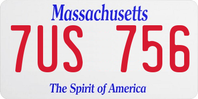 MA license plate 7US756