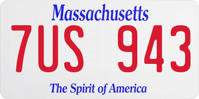 MA license plate 7US943