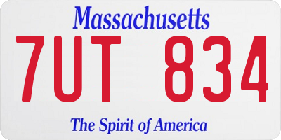 MA license plate 7UT834