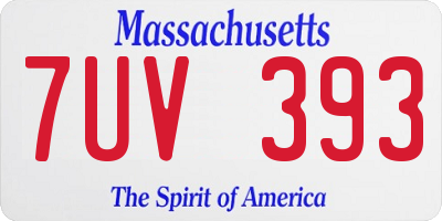 MA license plate 7UV393