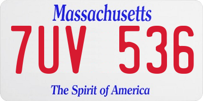 MA license plate 7UV536