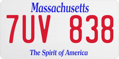 MA license plate 7UV838