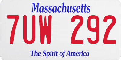 MA license plate 7UW292