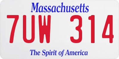 MA license plate 7UW314