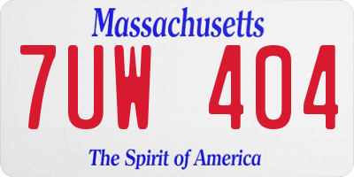 MA license plate 7UW404