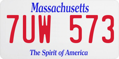 MA license plate 7UW573