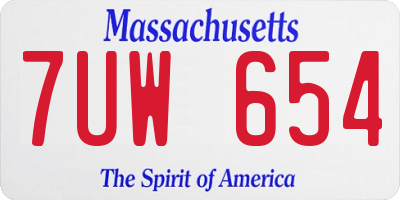 MA license plate 7UW654