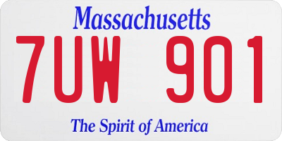 MA license plate 7UW901