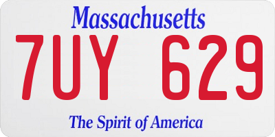 MA license plate 7UY629