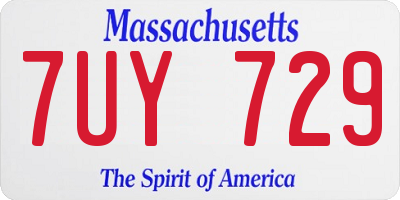 MA license plate 7UY729
