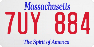 MA license plate 7UY884
